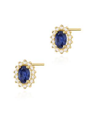 Gold flower earrings 14k with 0.20ct diamond