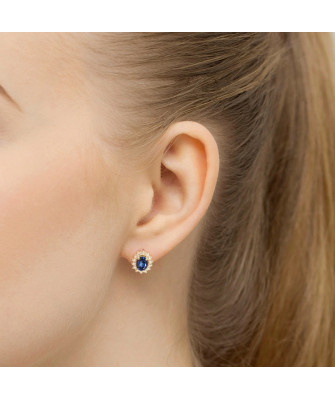 Złote kolczyki kwiatuszki próba 14k z brylantem 0,20ct