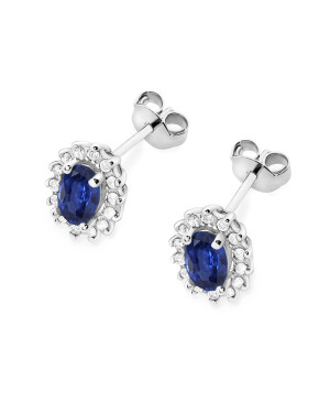 Gold flower earrings 14k with 0.20ct diamond