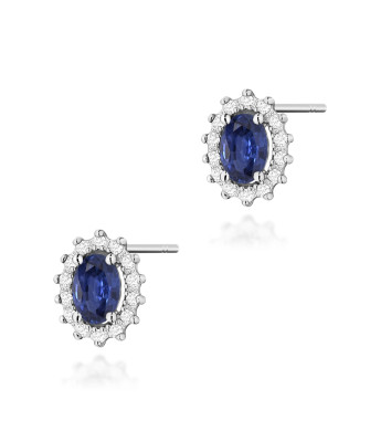 Gold flower earrings 14k with 0.20ct diamond