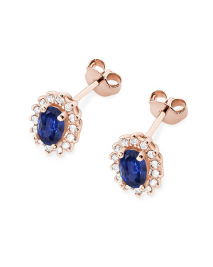 Gold flower earrings 14k with 0.20ct diamond