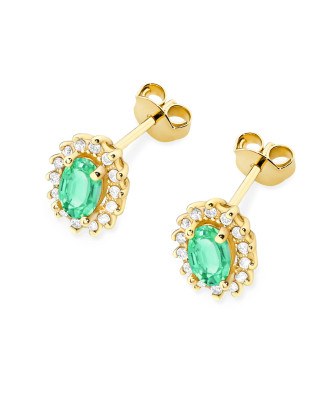 Gold flower earrings 14k with 0.20ct diamond