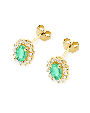 Gold flower earrings 14k with 0.20ct diamond