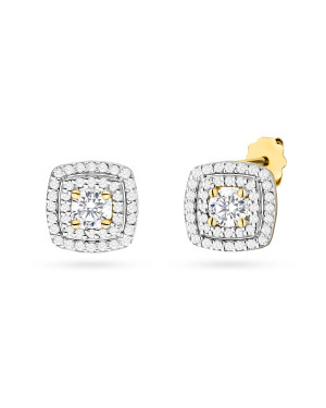 Gold flower earrings 14k with 0.20ct diamond