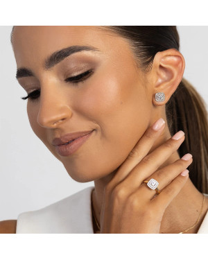 Gold flower earrings 14k with 0.20ct diamond