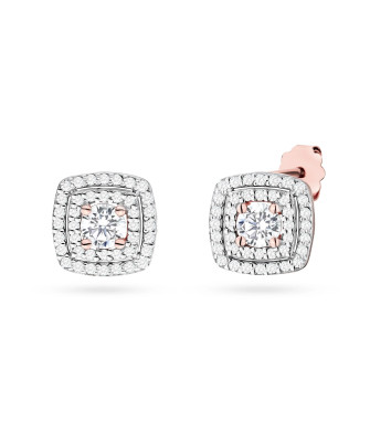 Gold flower earrings 14k with 0.20ct diamond