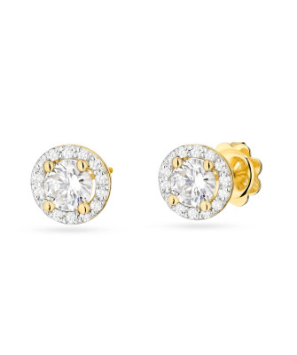 Gold flower earrings 14k with 0.20ct diamond