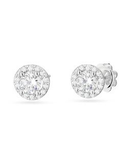 Gold flower earrings 14k with 0.20ct diamond