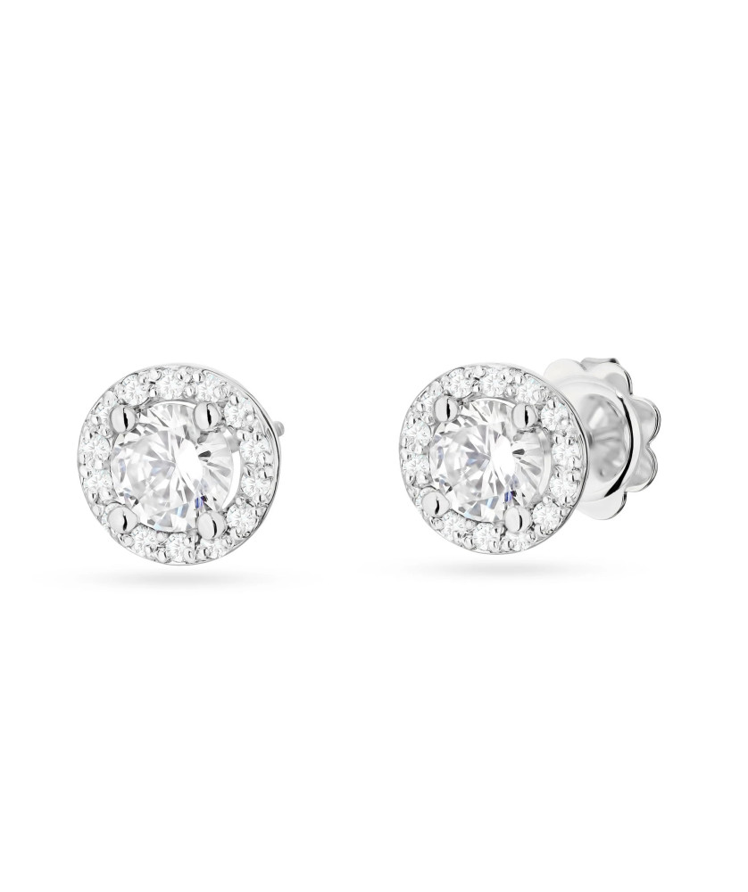 Gold flower earrings 14k with 0.20ct diamond