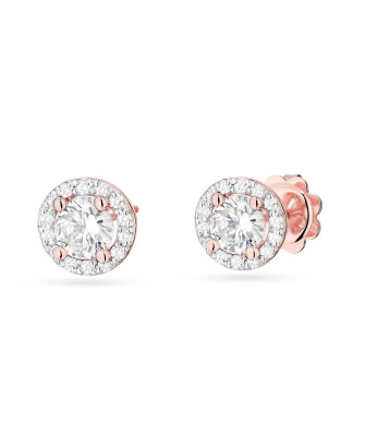 Gold flower earrings 14k with 0.20ct diamond