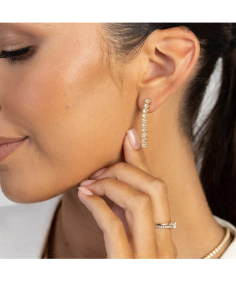 Gold flower earrings 14k with 0.20ct diamond