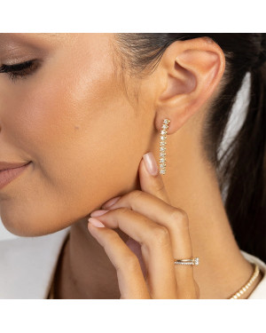 Gold flower earrings 14k with 0.20ct diamond