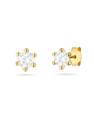 Gold flower earrings 14k with 0.20ct diamond