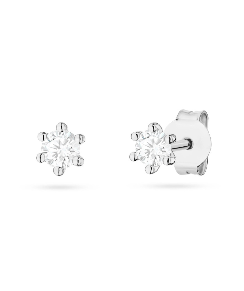 Gold flower earrings 14k with 0.20ct diamond