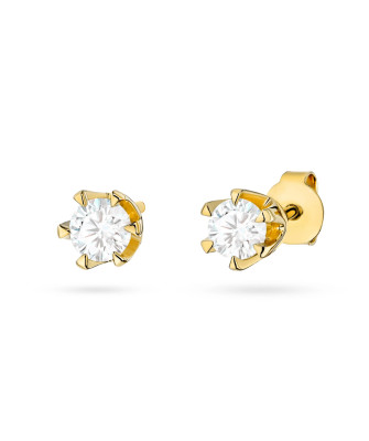 Gold flower earrings 14k with 0.20ct diamond