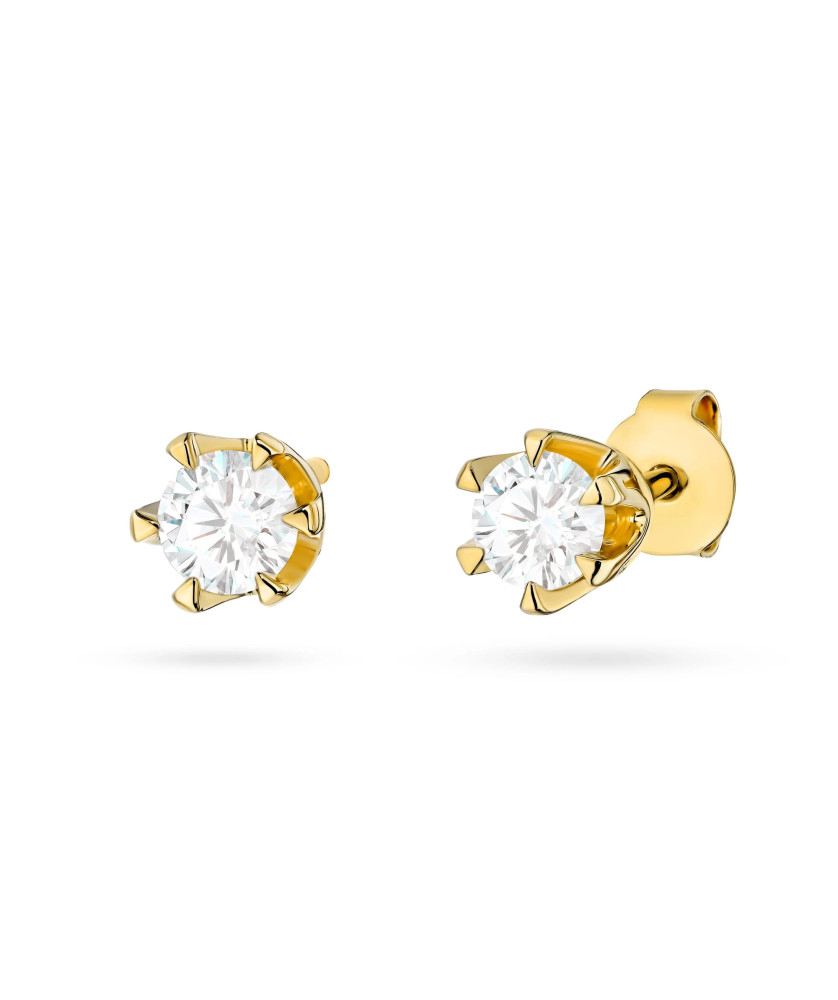 Gold flower earrings 14k with 0.20ct diamond