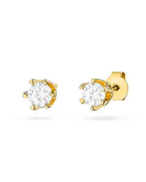 Gold flower earrings 14k with 0.20ct diamond
