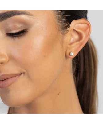 Gold flower earrings 14k with 0.20ct diamond