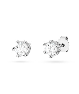 Gold flower earrings 14k with 0.20ct diamond