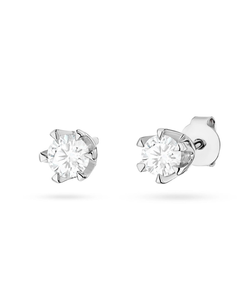 Gold flower earrings 14k with 0.20ct diamond