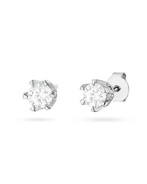 Gold flower earrings 14k with 0.20ct diamond