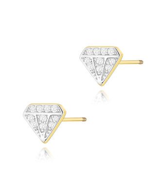 Gold flower earrings 14k with 0.20ct diamond