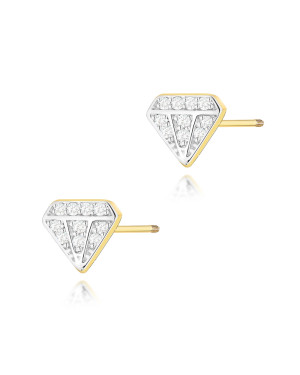Gold flower earrings 14k with 0.20ct diamond