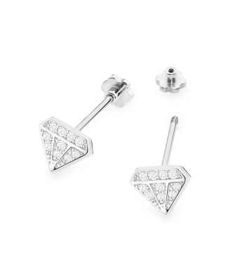 Złote kolczyki kwiatuszki próba 14k z brylantem 0,20ct