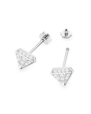 Gold flower earrings 14k with 0.20ct diamond