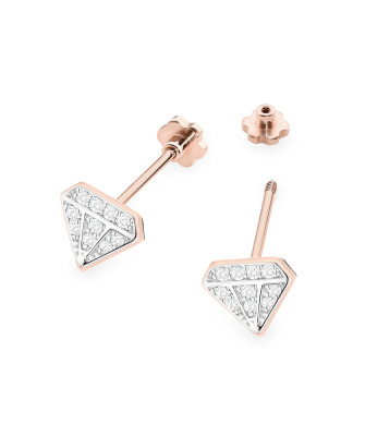 Gold flower earrings 14k with 0.20ct diamond