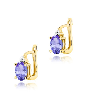 Gold flower earrings 14k with 0.20ct diamond