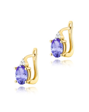 Gold flower earrings 14k with 0.20ct diamond