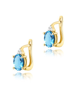 Gold flower earrings 14k with 0.20ct diamond