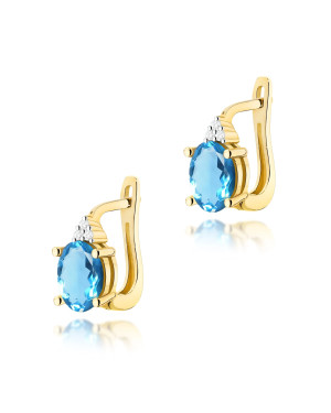 Gold flower earrings 14k with 0.20ct diamond