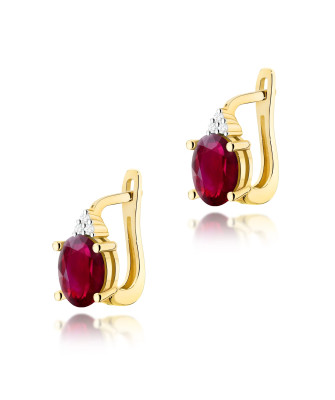 Gold flower earrings 14k with 0.20ct diamond