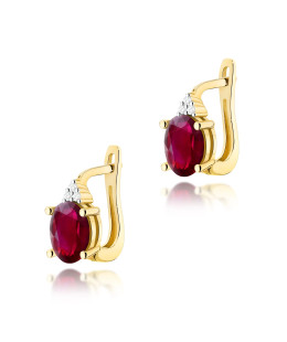 Gold flower earrings 14k with 0.20ct diamond