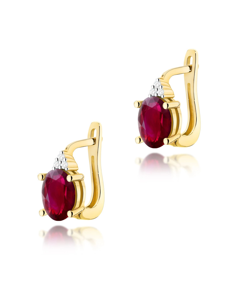 Gold flower earrings 14k with 0.20ct diamond