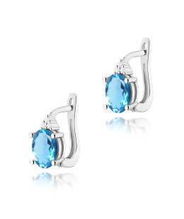 Gold flower earrings 14k with 0.20ct diamond