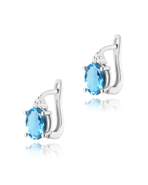 Gold flower earrings 14k with 0.20ct diamond