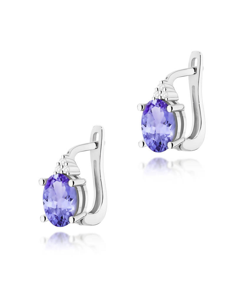 Gold flower earrings 14k with 0.20ct diamond