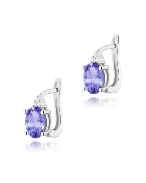 Gold flower earrings 14k with 0.20ct diamond