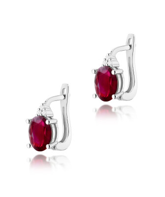 Gold flower earrings 14k with 0.20ct diamond