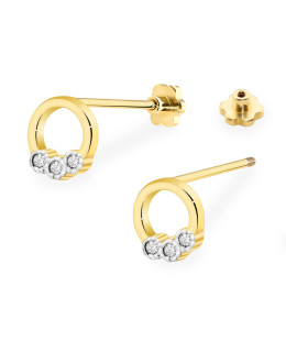 Gold flower earrings 14k with 0.20ct diamond