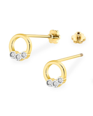 Gold flower earrings 14k with 0.20ct diamond