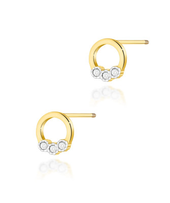 Gold flower earrings 14k with 0.20ct diamond