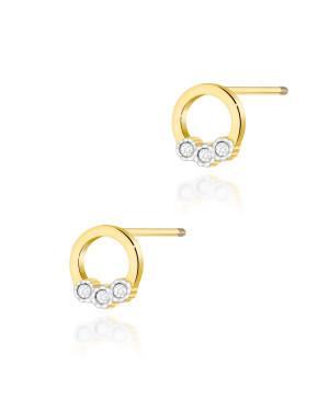Gold flower earrings 14k with 0.20ct diamond
