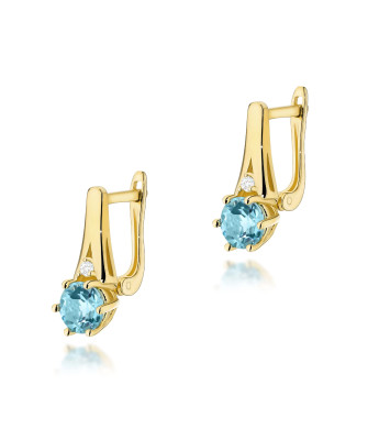 Gold flower earrings 14k with 0.20ct diamond
