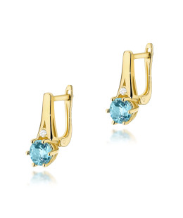 Gold flower earrings 14k with 0.20ct diamond