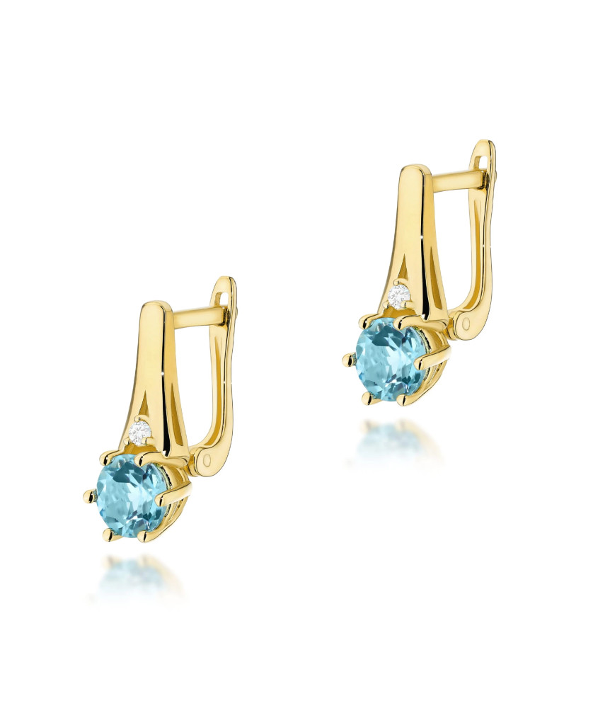 Gold flower earrings 14k with 0.20ct diamond
