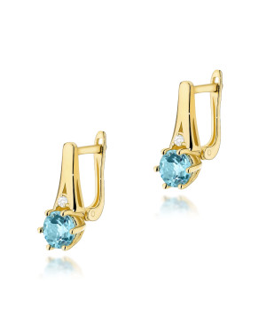 Gold flower earrings 14k with 0.20ct diamond